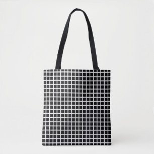 Tote Bag Motif géométrique sans couture. Carré noir sur bla