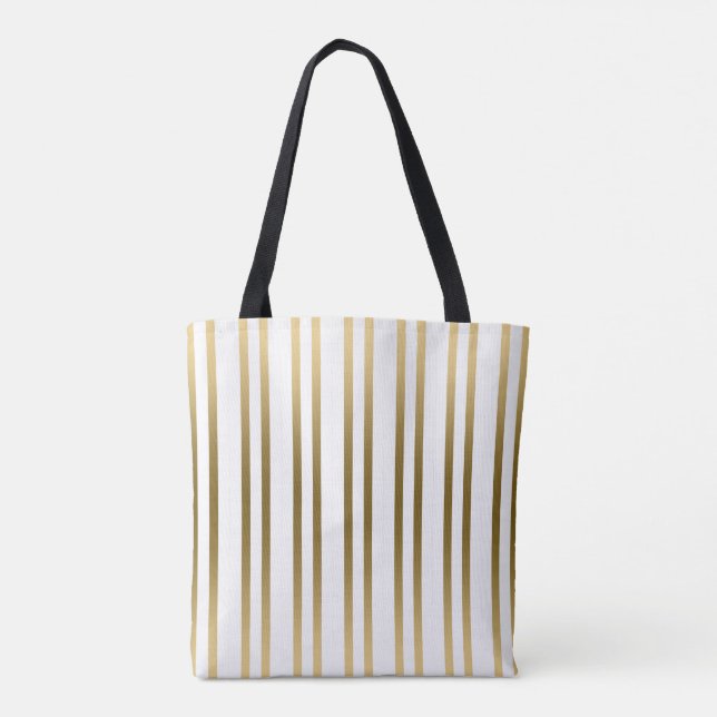 Tote Bag Motif Gold et White Stripes (Dos)