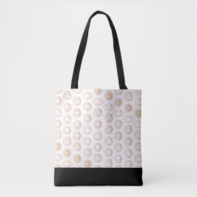 Tote Bag Motif Gold White Chakras tendance (Devant)