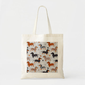 Tote Bag Motif gris des pattes et des os de Dachshund