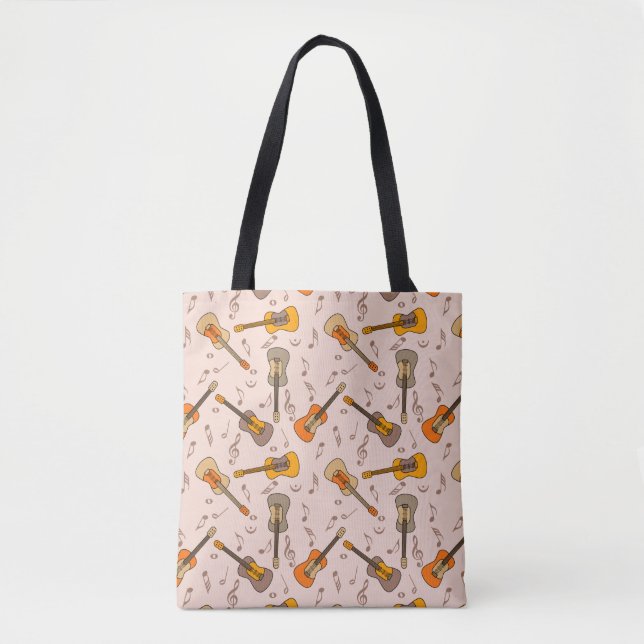 Tote Bag Motif Guitare Music Notes (Devant)