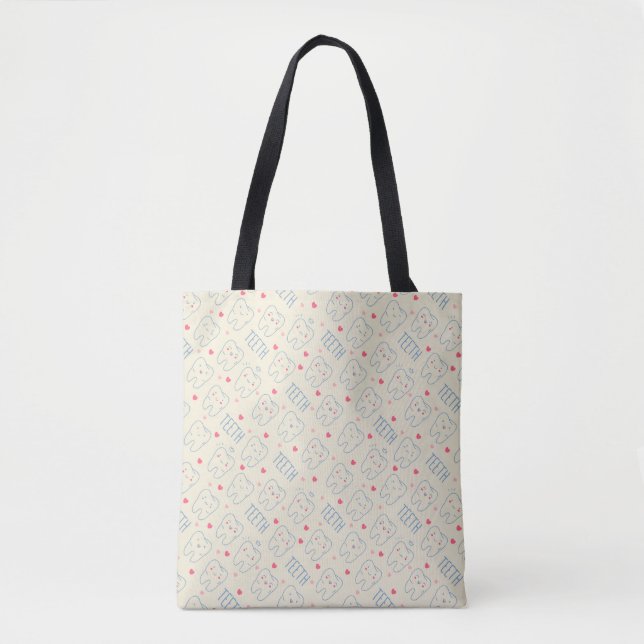 Tote Bag Motif heureux en pastel de dents (Devant)