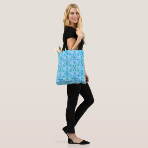 Tote Bag Motif Hexagon bleu et blanc