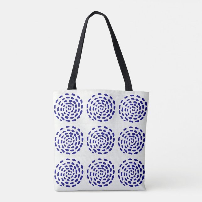 Tote Bag Motif indigo bleu foncé rayé sur blanc (Dos)