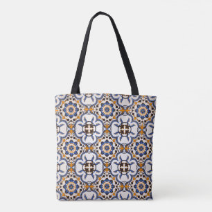 Tote Bag Motif jaune bleu d'Azulejo de Portugais vintage