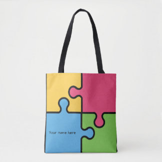 Tote Bag Motif Jigsaw avec nom modifiable