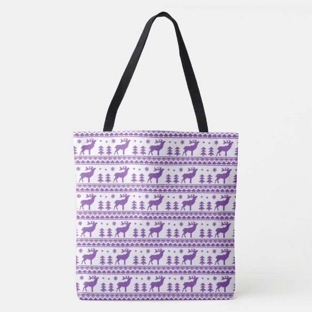 Tote Bag Motif juste blanc pourpre de chandail de Noël (Devant)