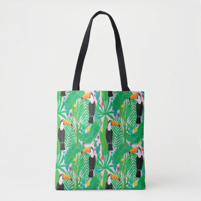 Tote Bag Motif lumineux tropical transparent dessiné à la m (Devant)