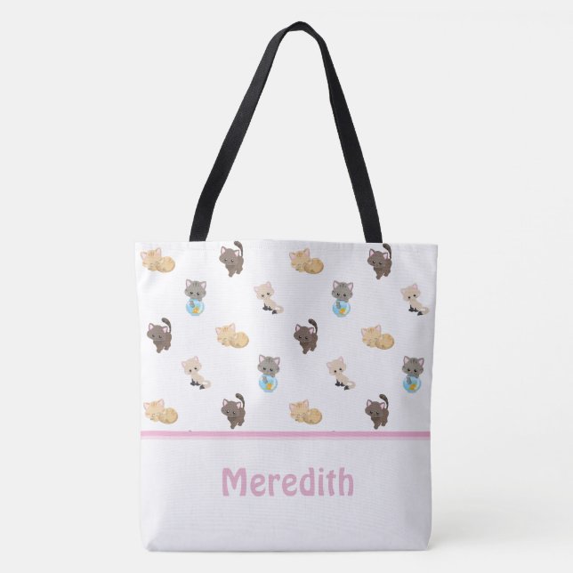 Tote Bag Motif mignon | de chats personnalisé (Devant)