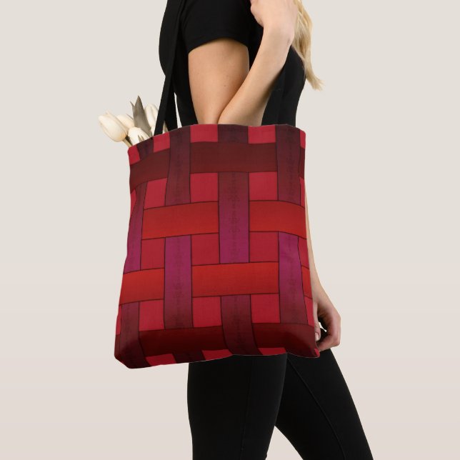 Tote Bag Motif moderne abs en soie rouge transparente doubl (De près)