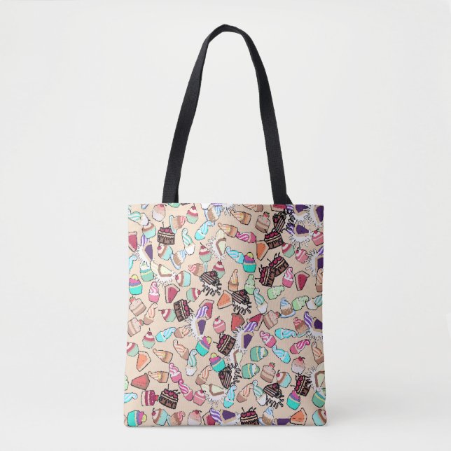 Tote Bag Motif motif de caniche sans couture. Poignée b (Devant)