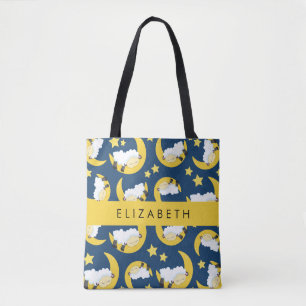 Tote Bag Motif mouton, Mouton dormant, Lune, Votre Nom