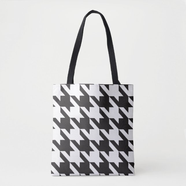 Tote Bag Motif noir et blanc Houndstooth (Devant)