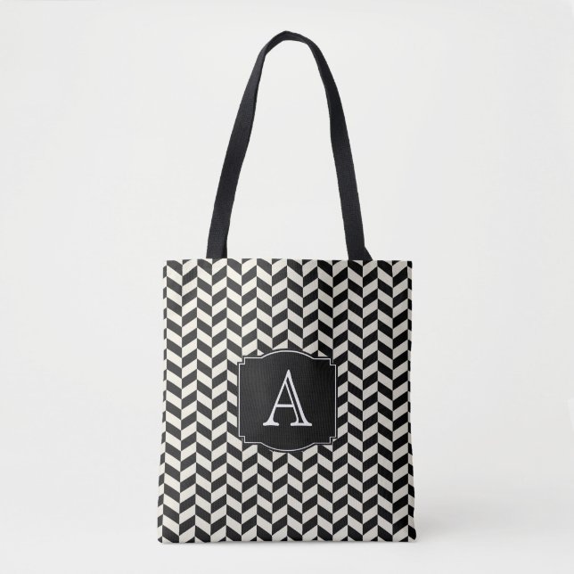Tote Bag Motif noir et blanc rétro (Devant)