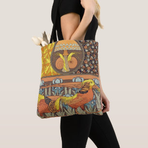 Tote Bag Motif oiseau de la nature Art nouveau français vin