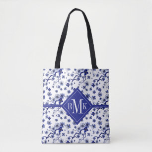 Tote Bag Motif oriental de branche du monogramme   Sakura