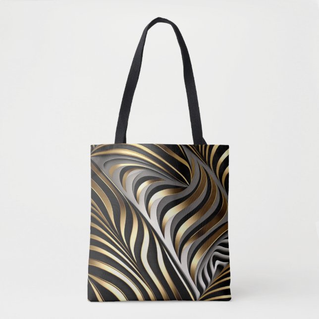 Tote Bag Motif original noir, or et argent (Devant)