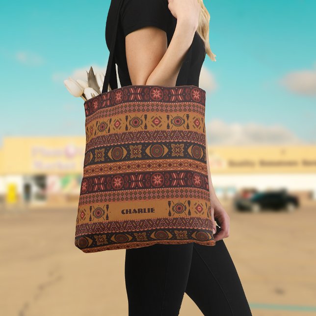 Tote Bag Motif ornemental tribal de terre cuite moderne (Créateur téléchargé)