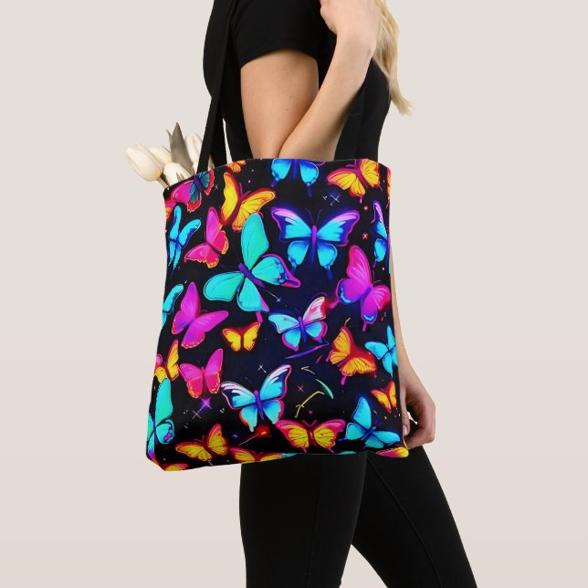 Tote Bag Motif Papillon Néon (De près)