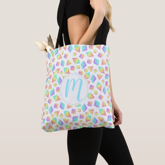 Tote Bag Motif Pastel Rainbow Crystals (De près)