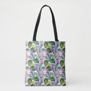 Tote Bag Motif peint à la main de cactus d'aquarelle