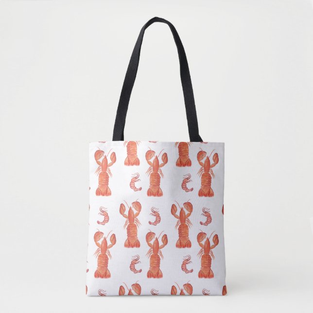 Tote Bag Motif peint à la main pour langouste de homard (Devant)