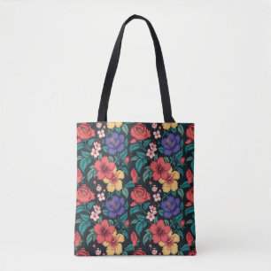 Tote Bag Motif répétitif de fleurs sauvages