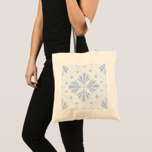 Tote Bag Motif répétitif floral géométrique bleu pastel