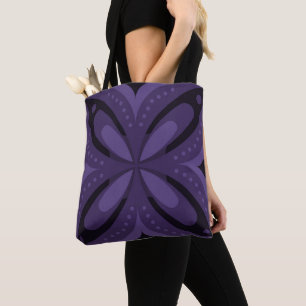 Tote Bag Motif Rétro de Couleur Violet Foncé