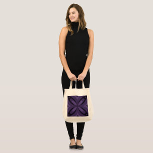 Tote Bag Motif Rétro de Couleur Violet Foncé