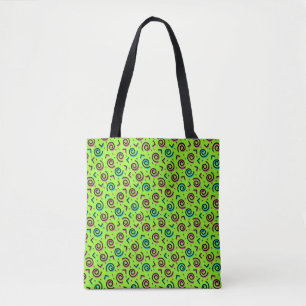 Tote Bag motif Retro Neon Green Doodle des années 80/90