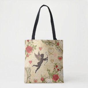 Tote Bag Motif romantique de vintage Cupid (7)