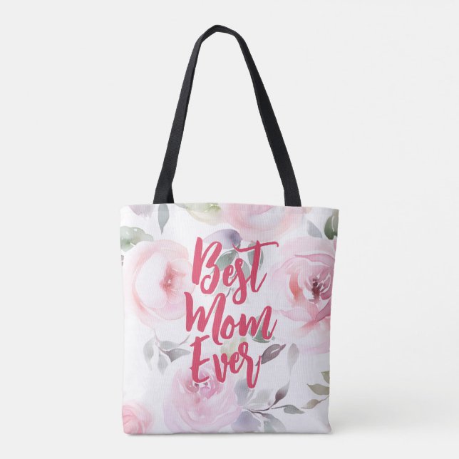 Tote Bag Motif Rose aquarelle | Cadeau pour maman | (Dos)