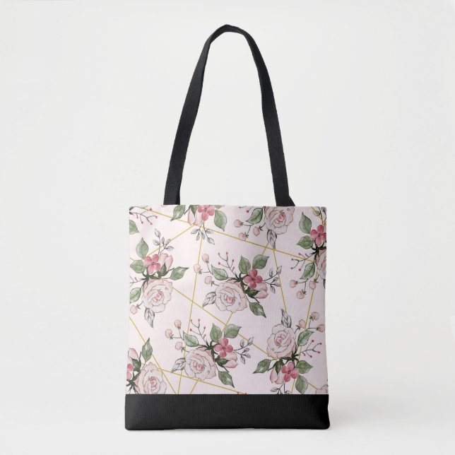 Tote Bag Motif rose rose (Devant)