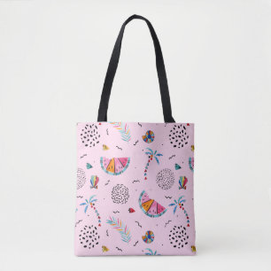 Tote Bag Motif rose tropical de style de Memphis