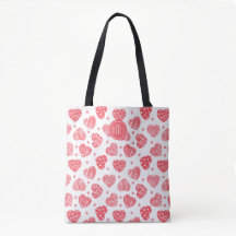 Motif rouge Valentine Coeurs Monogramme