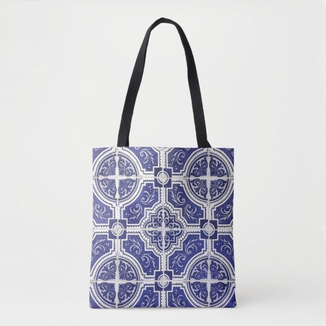 Tote Bag Motif rustique de tuiles portugaises - Azulejo (Devant)