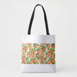 Tote Bag Motif sans couture avec aquarelle fruit mandarin e