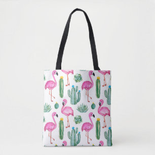 Tote Bag Motif sans couture avec cactus d'aquarelle verte, 