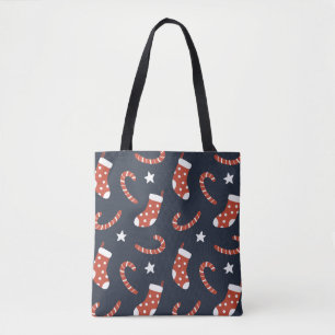 Tote Bag Motif sans couture avec chaussettes de noël, sucre