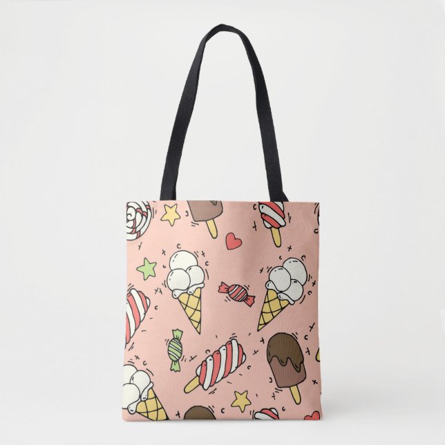 Tote Bag Motif sans couture avec crème glacée et lollipopes (Devant)