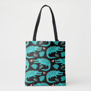 Tote Bag Motif sans couture avec de mignons crocodiles de d
