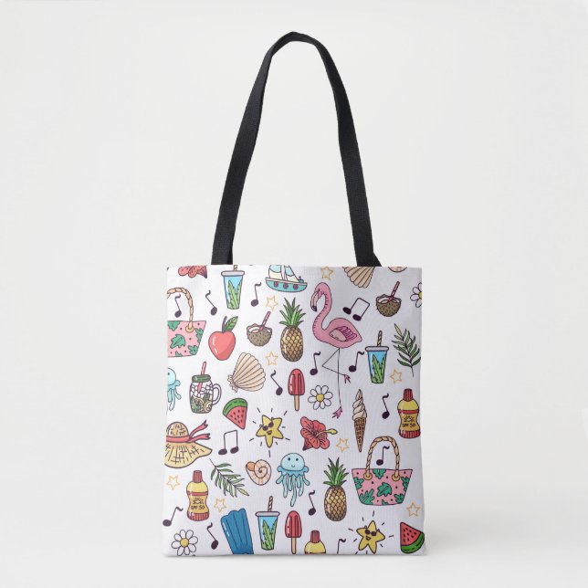 Tote Bag Motif sans couture avec des éléments d'été. illust (Devant)
