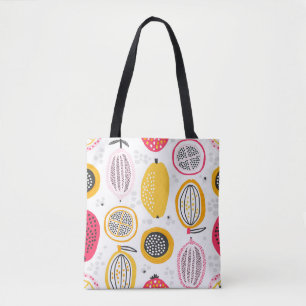 Tote Bag Motif sans couture avec des fruits exotiques dessi