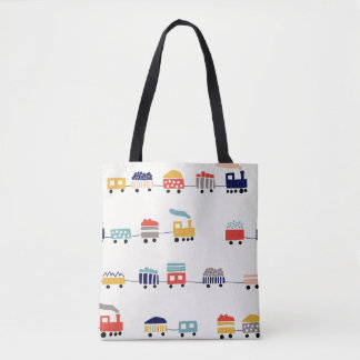 Tote Bag Motif sans couture avec des trains de couleurs mig