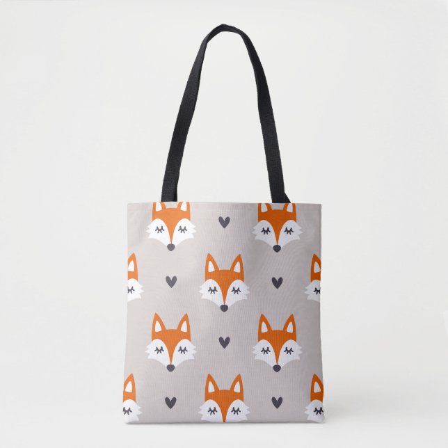 Tote Bag Motif sans couture avec des visages de renard. Rép (Devant)