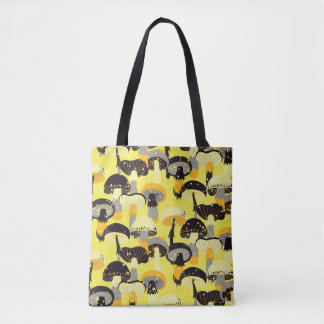 Tote Bag Motif sans couture avec différents champignons. 