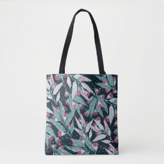 Tote Bag Motif sans couture avec feuilles d'eucalyptus et f