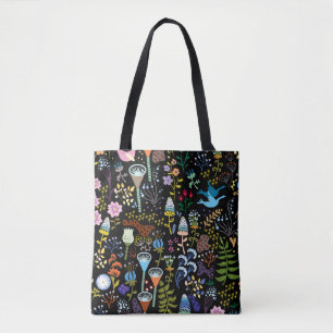 Tote Bag motif sans couture avec fleurs multicolores vives