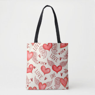 Tote Bag Motif sans couture avec les coeurs. Bonne Saint Va